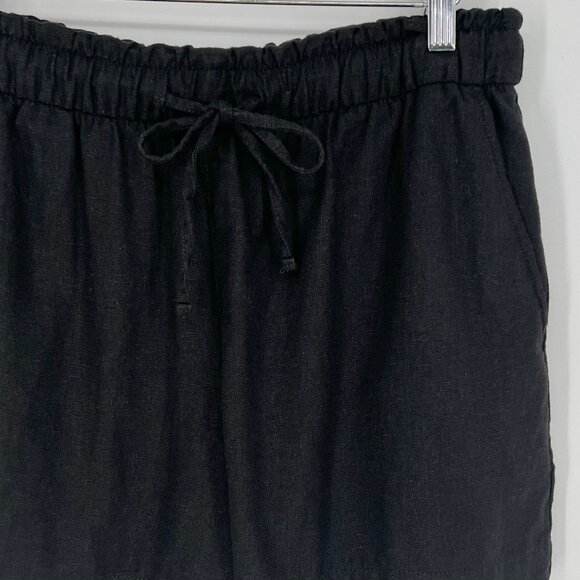 Gap Womens Linen Blend Pull On Shorts Size M Black Elastic Waist Pockets 4" - Picture 3 of 11